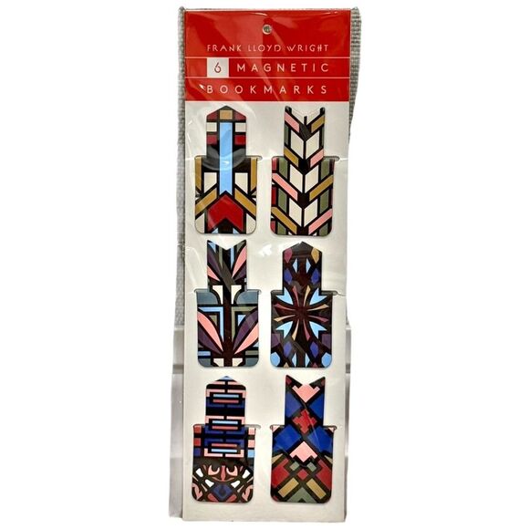 Frank Lloyd Wright Designs Galison Set of 6 Colorful Magnetic Bookmarks. NEW. - Picture 2 of 8